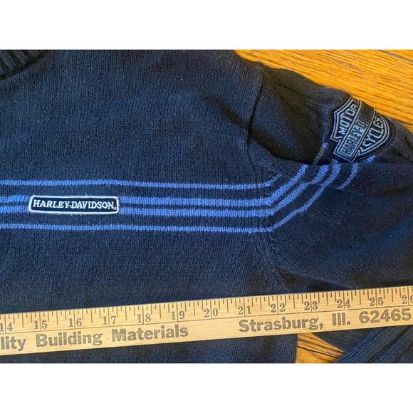 Harley Davidson Sweater Mens XL Navy Blue Stripe - Picture 4 of 9